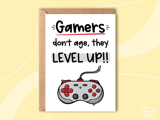 Gamers Don't Age, They Level Up!! - Red & Grey
