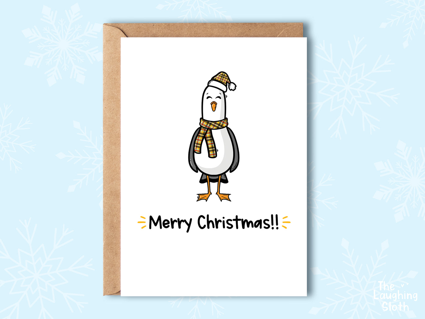 Merry Christmas - Seagull In Cornish Tartan