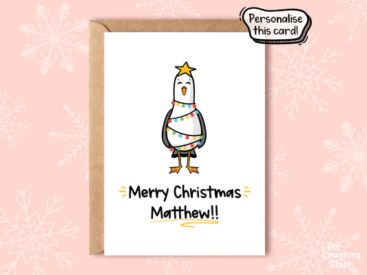Christmas Tree Seagull Cornish Christmas Card