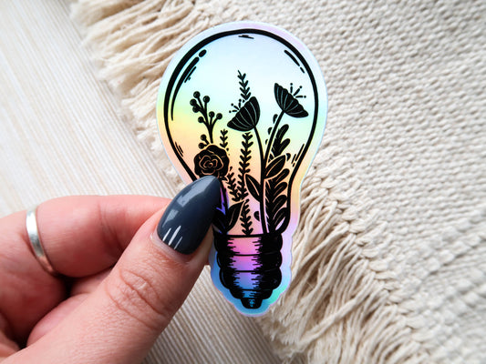 SECONDS - Flower Filled Light Bulb Waterproof Holographic Vinyl Sticker
