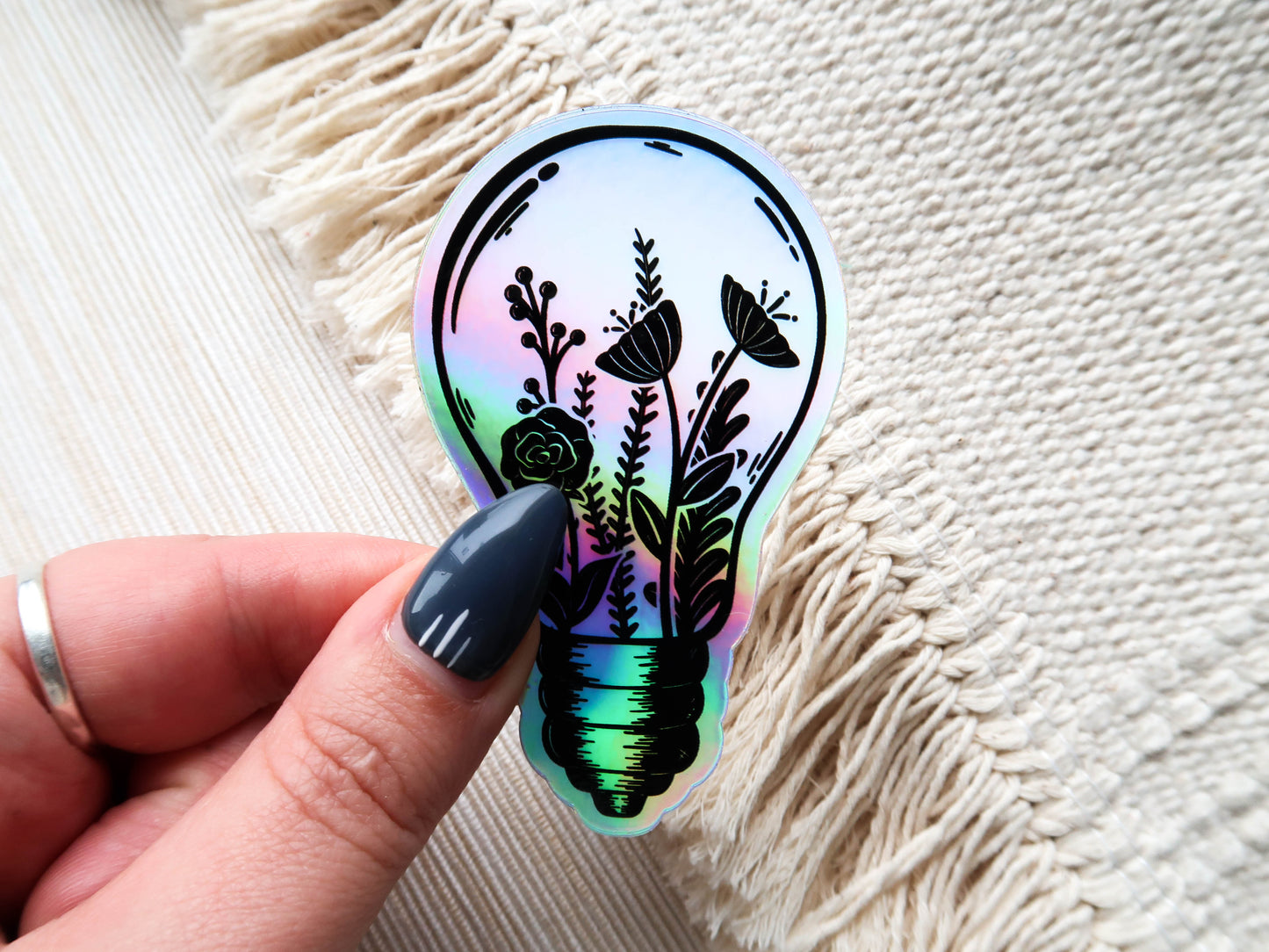 SECONDS - Flower Filled Light Bulb Waterproof Holographic Vinyl Sticker