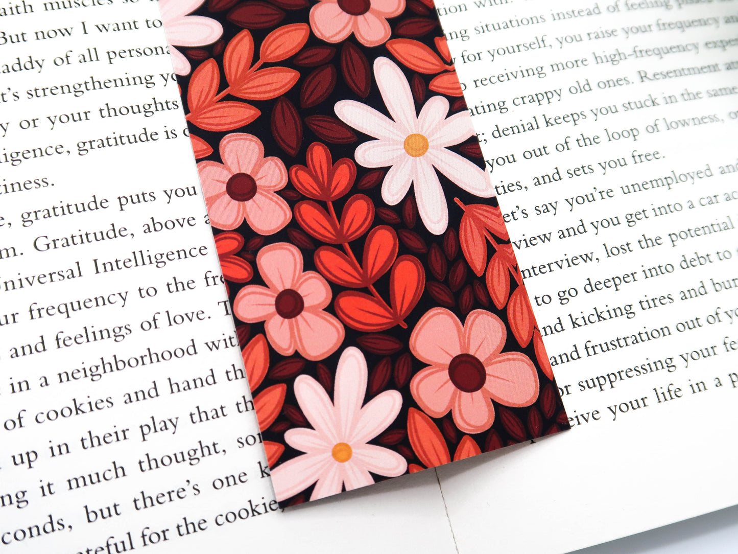 CLEARANCE - Black and Orange Floral Bookmark