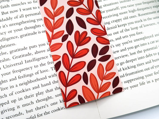 CLEARANCE - Pink and Orange Leafy Bookmark