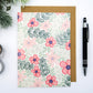 CLEARANCE - Pink and Green Floral Blank Greeting Card