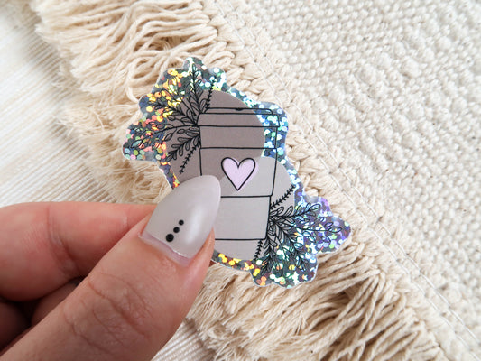 CLEARANCE - Small Coffee Cup Waterproof Holographic Glitter Vinyl Sticker