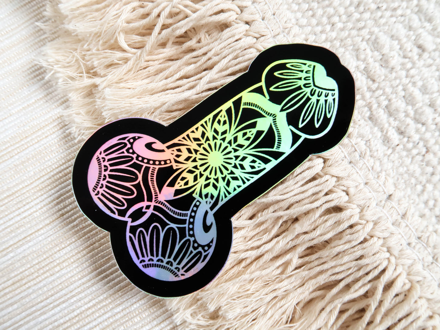 SECONDS - Patterned Willy Waterproof Holographic Vinyl Sticker