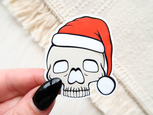 CLEARANCE - Santa Skull Waterproof Glossy Vinyl Sticker
