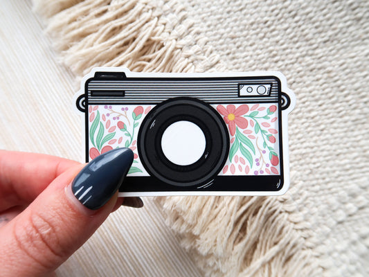 CLEARANCE - Floral Camera Waterproof Glossy Vinyl Sticker