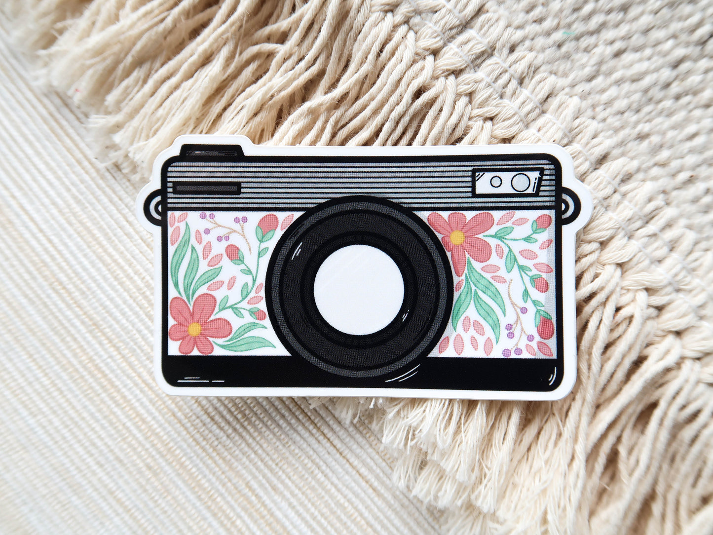 CLEARANCE - Floral Camera Waterproof Glossy Vinyl Sticker