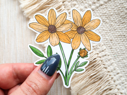 CLEARANCE - Watercolour Style Sunflower Waterproof Glossy Vinyl Sticker